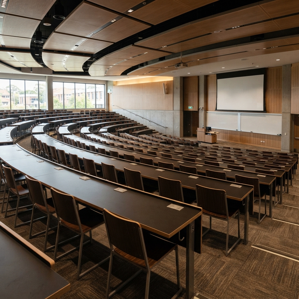 University Student Desk & Chair (Wood Finish) — shown in context