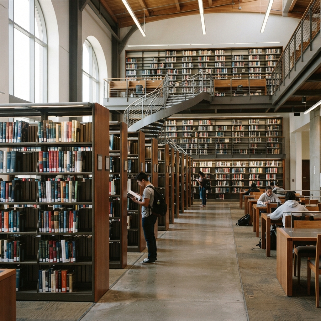 Open-Concept Library Shelving — close-up detail