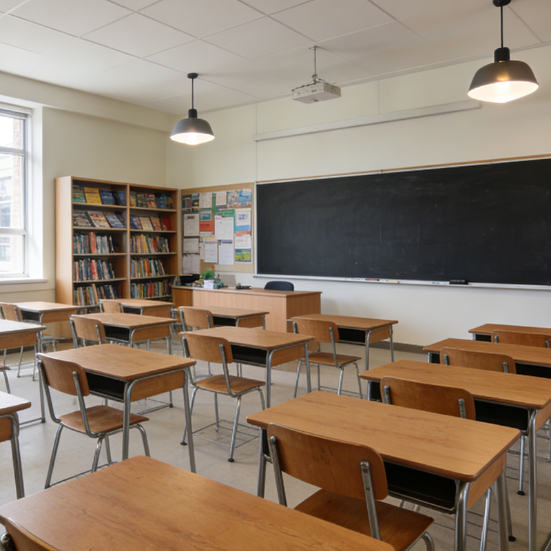 Adjustable Student Desk & Chair — shown in context