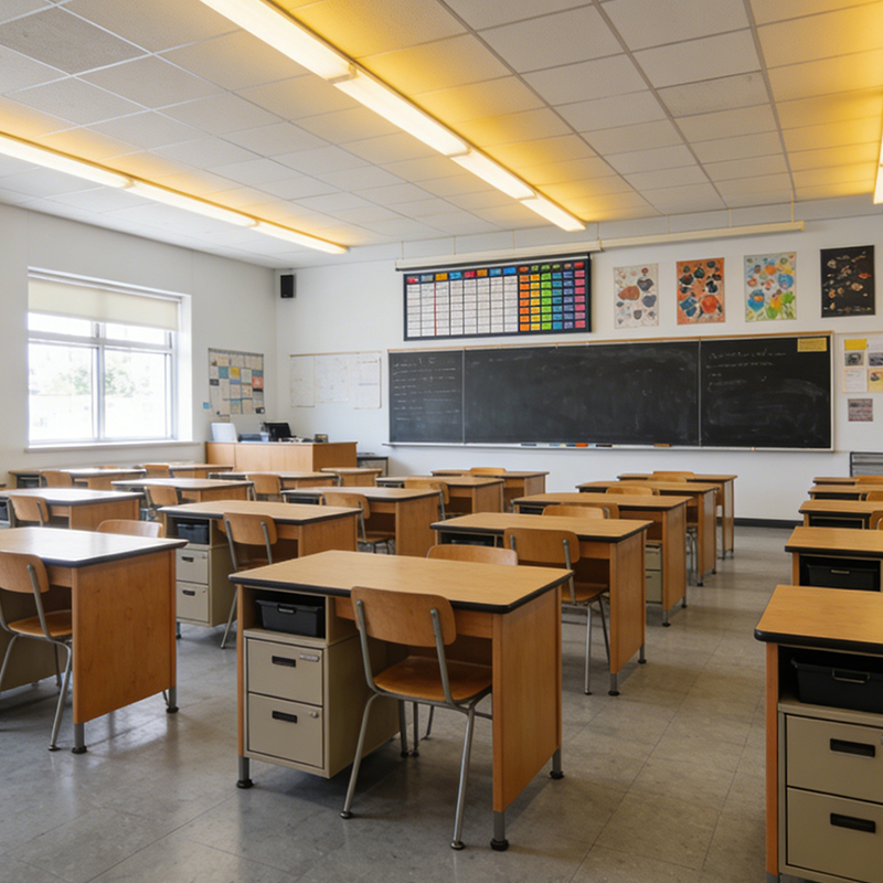 Adjustable Student Desk & Chair — with dimensions