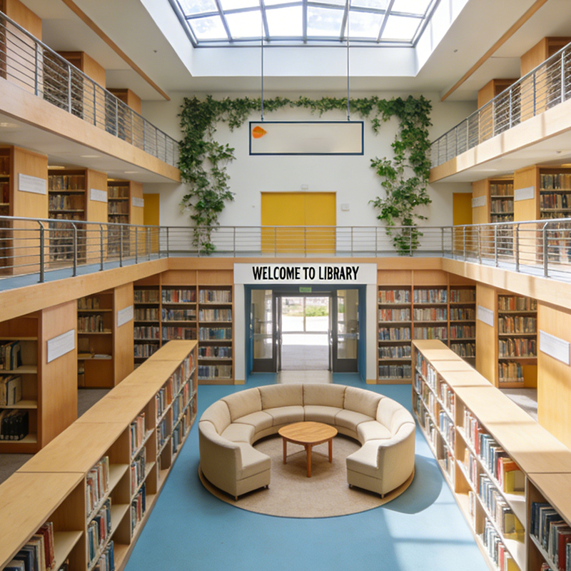 Multi-Functional Library Bookshelf — with dimensions