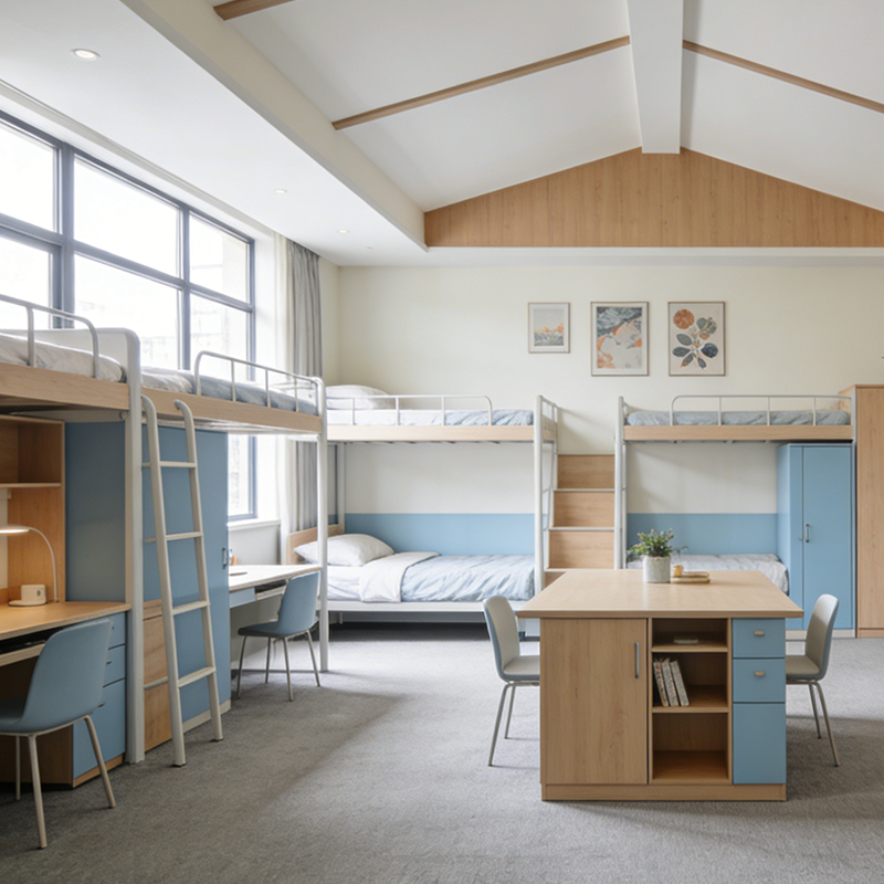Student Dormitory Bunk Bed — with dimensions