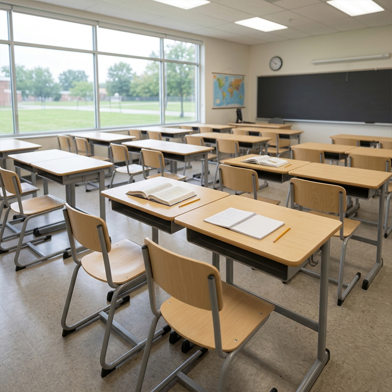 Double Student Desk (Ergonomic) — close-up detail