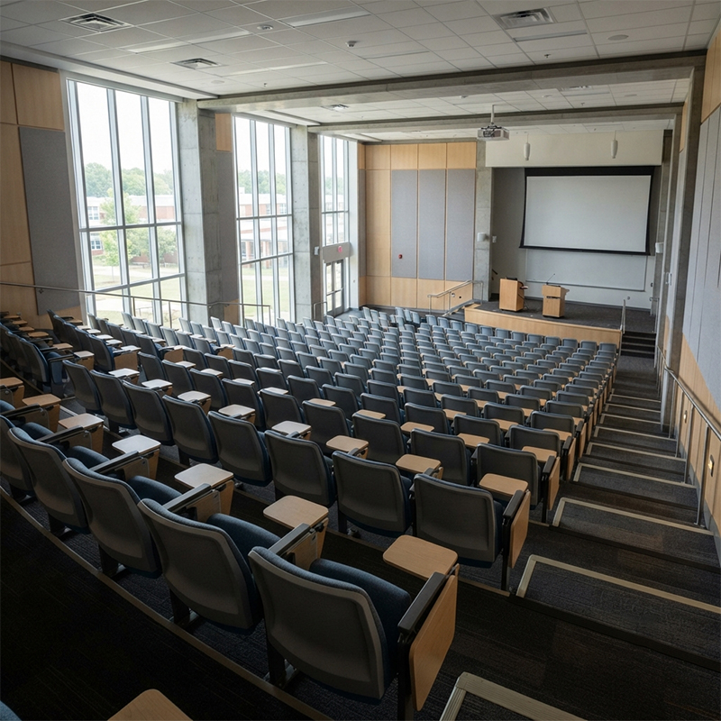 Tiered Lecture Hall Seating with Writing Tablet — close-up detail