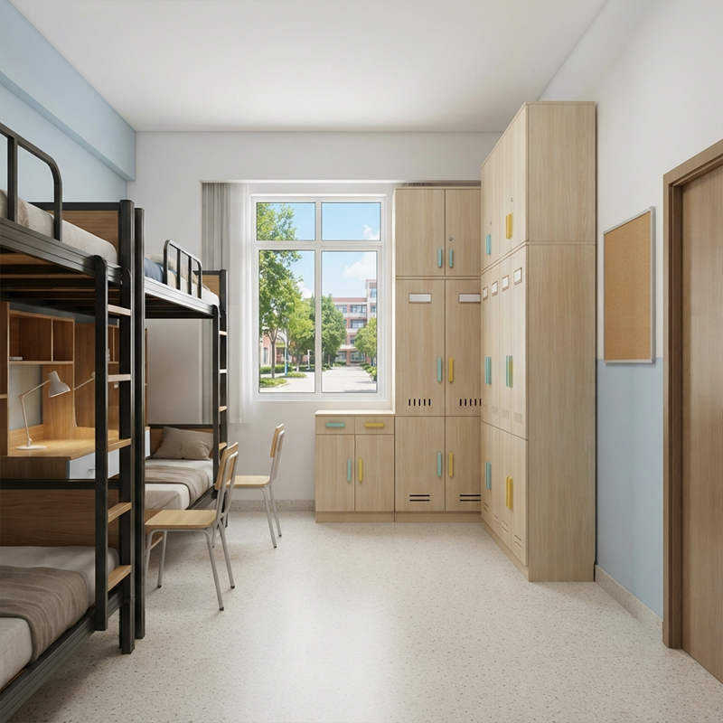 Dormitory Wardrobe Cabinet with Lock (E1) — shown in context