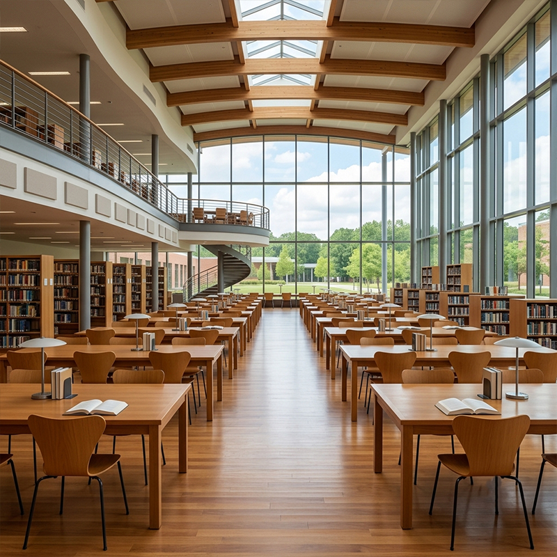 Library Group Reading Table (8 Seats) — with dimensions
