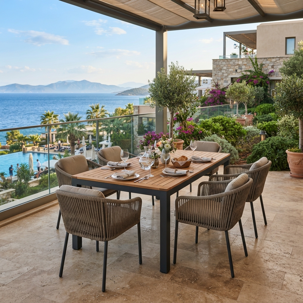 Round Teak Outdoor Dining Set (6-8 Seats) — Hymebel Hotel Furniture