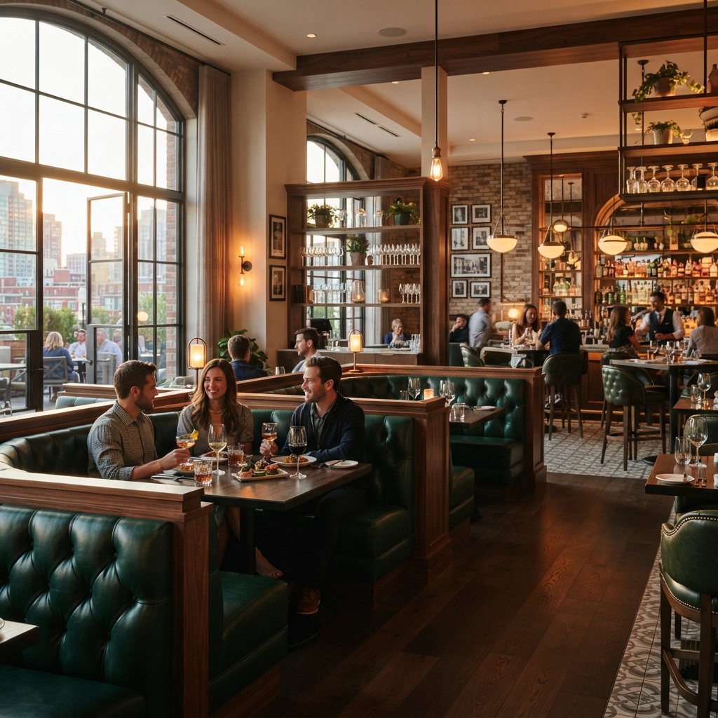 High-Back Restaurant Booth Seating — with dimensions