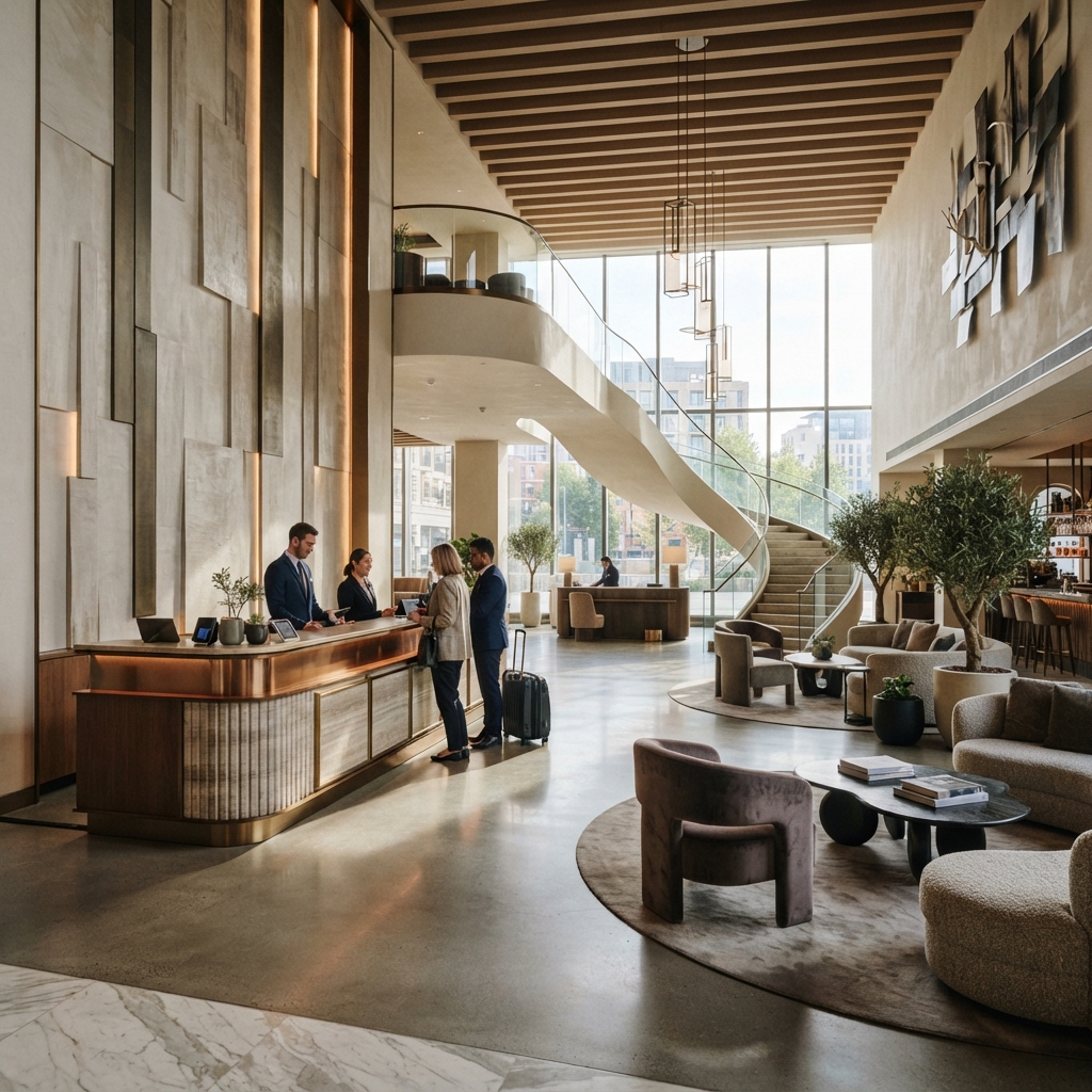 Hotel Reception Desk 3600 mm (Sintered Stone Top) — Hymebel Hotel Furniture
