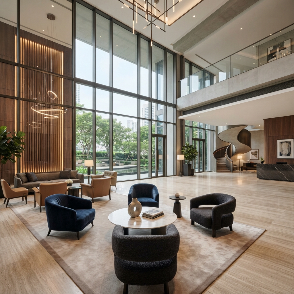 Curved Velvet & Leather Lounge Chair for Hotel Lobbies — Hymebel Hotel Furniture
