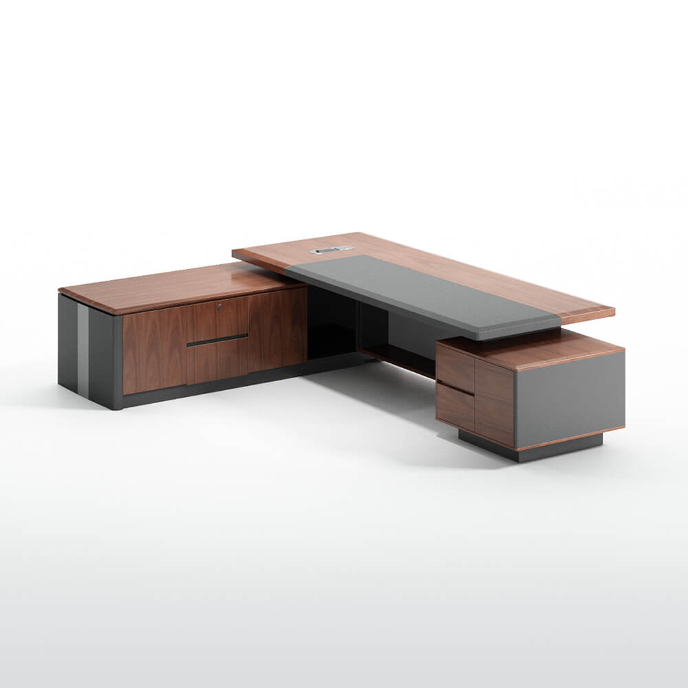 Wooden Executive Desk with Storage — close-up detail