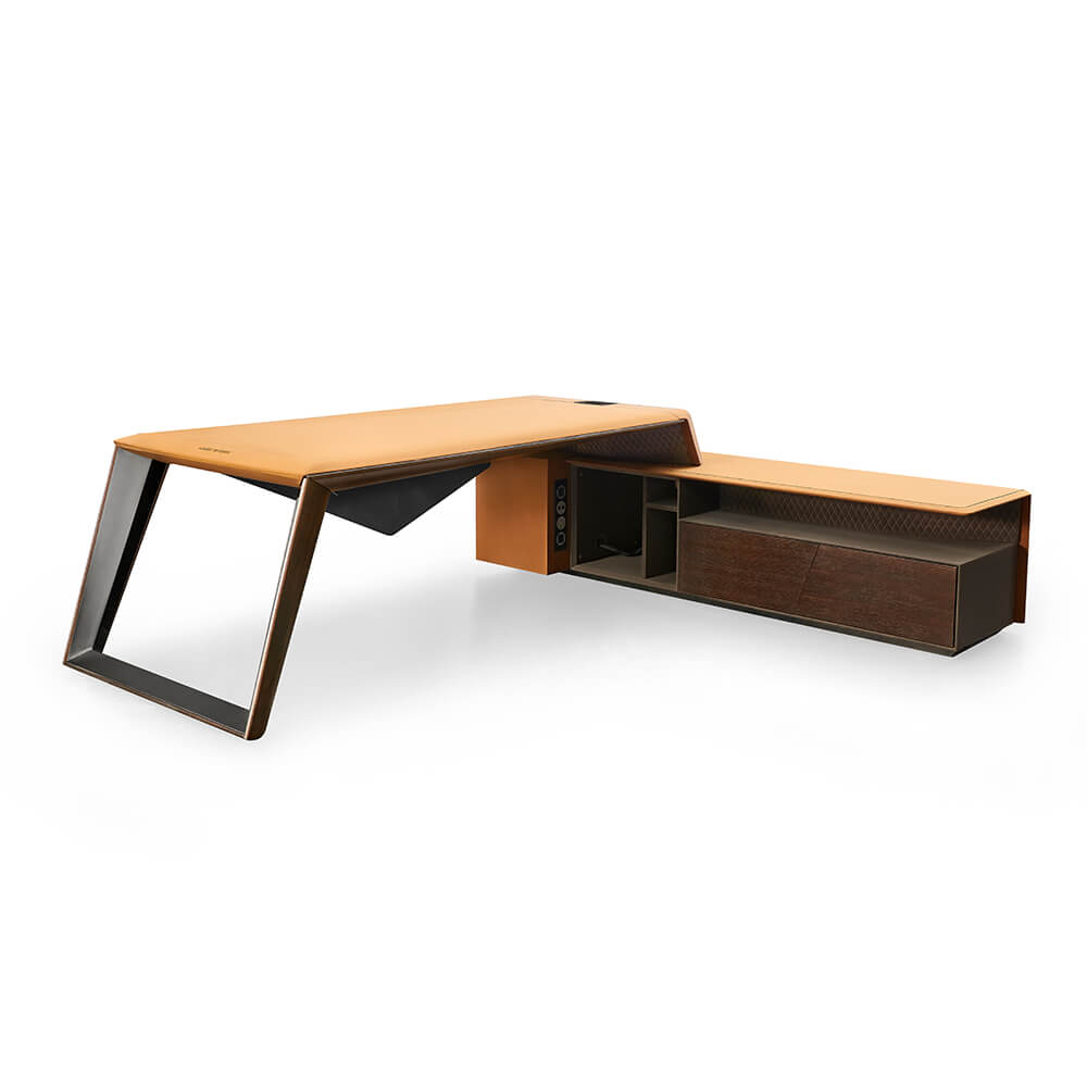 Leather-Top Executive Desk — close-up detail