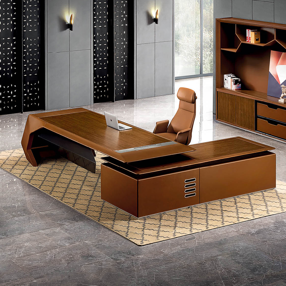 Executive Desk with Leather Inlay — close-up detail