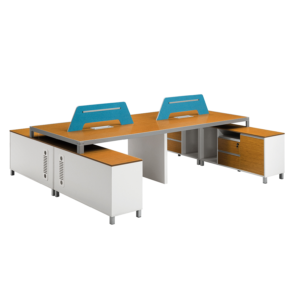 Four-Person Workstation (Bamboo Desktop) — Hymebel Office Furniture