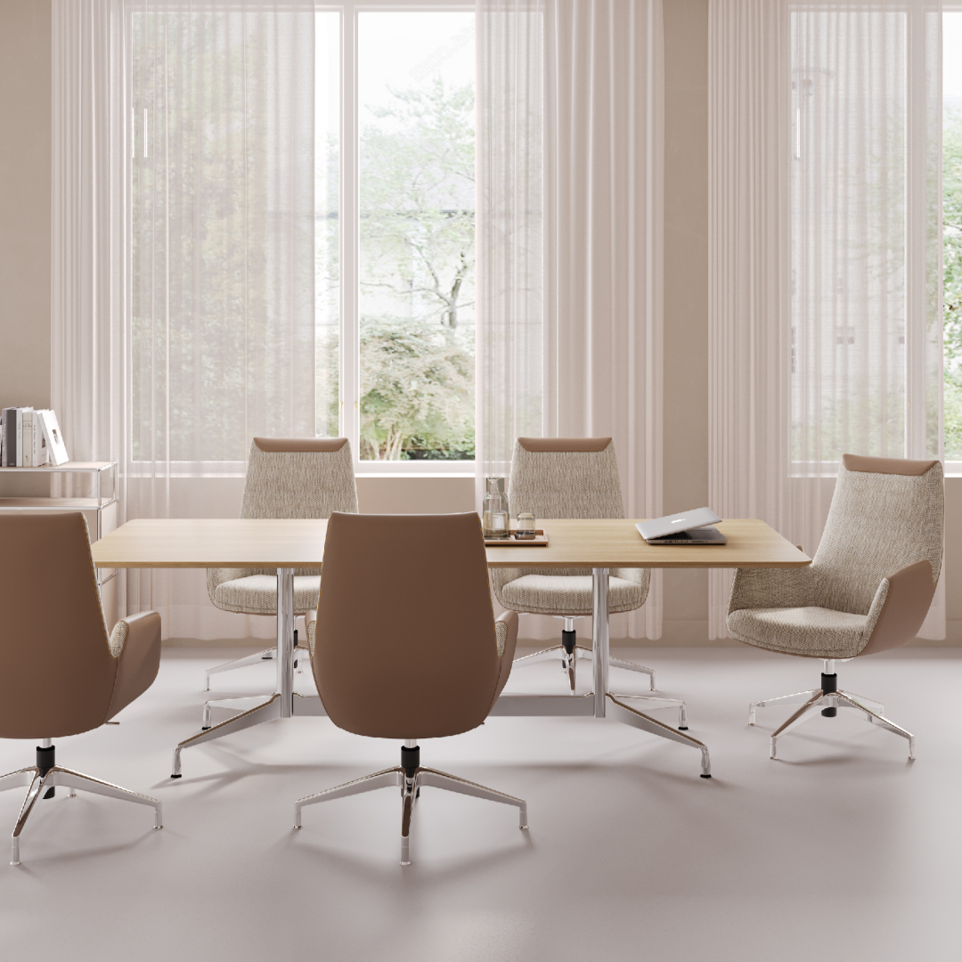 High-Back Conference Chair (Aluminum Base) — close-up detail
