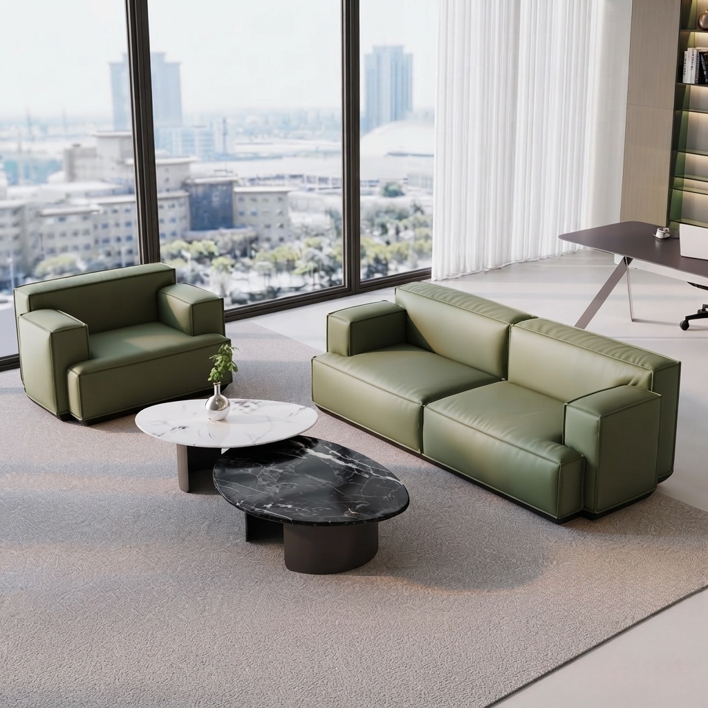 Leather Office Sofa for Reception Lounge — shown in context