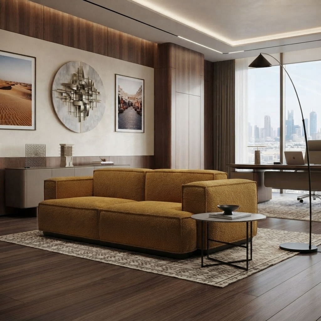 Leather Office Sofa for Reception Lounge — close-up detail